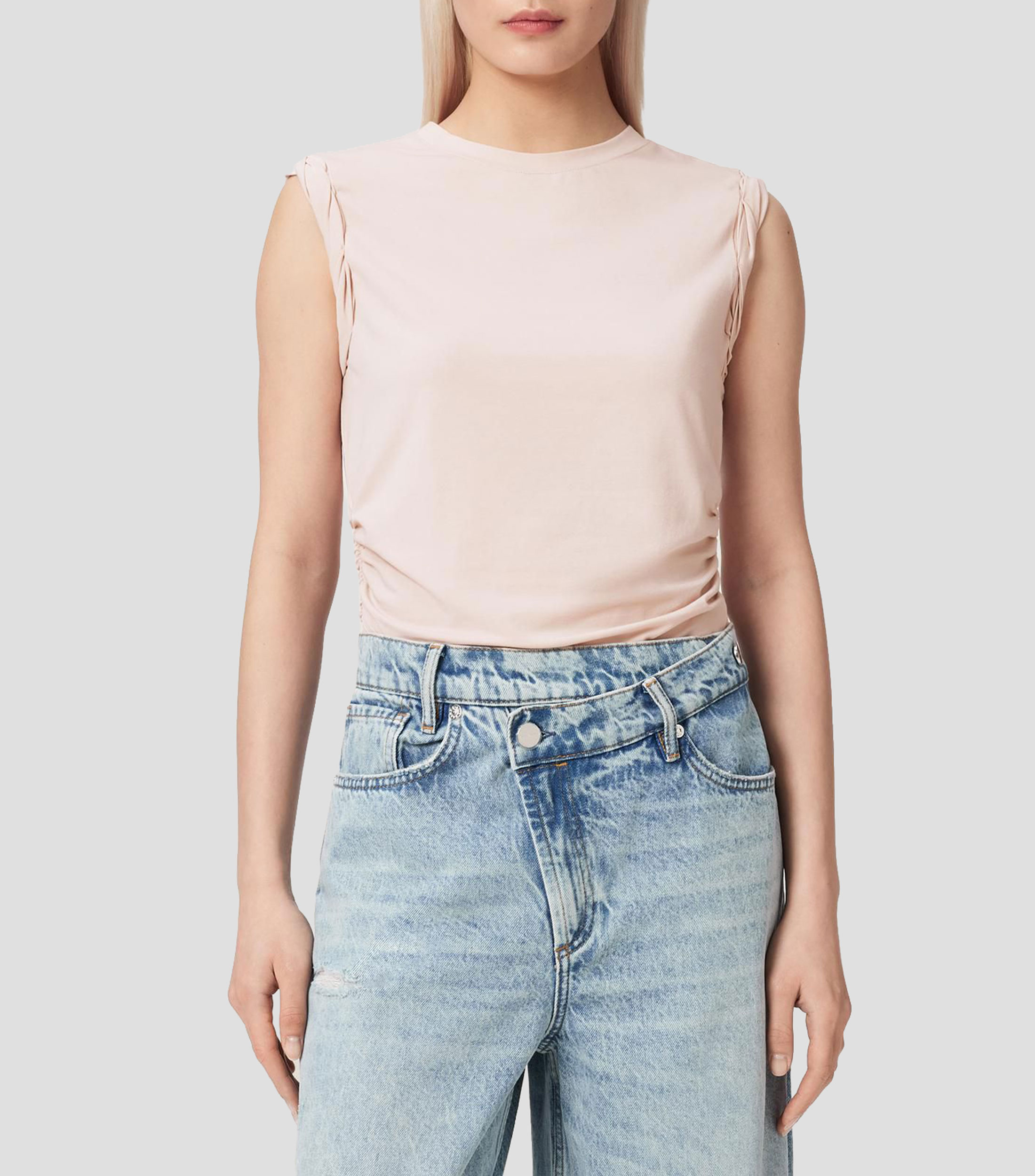 Blusa lisa sin mangas Mujer